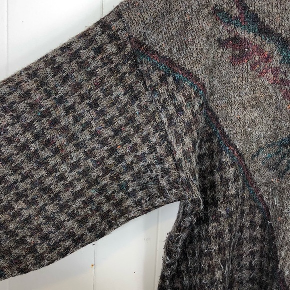 Vintage Mohair Wool Houndstooth Bird Crewneck Sz M - Picture 11 of 12